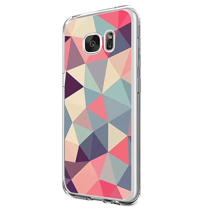 Hülle Kompatibel mit Galaxy S7 Edge,Transparent Silikon Verhindern Case Weich Geometrisches Muster TPU Handyhülle Rückschale 
