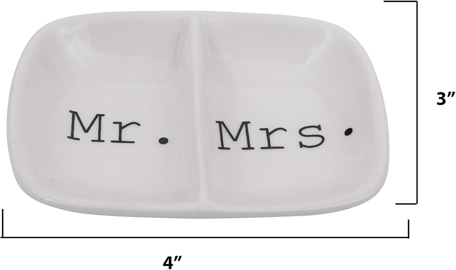 Creative Co-Op Ceramic "Mr. & Mrs." Two Section Dish, White: Home & Kitchen