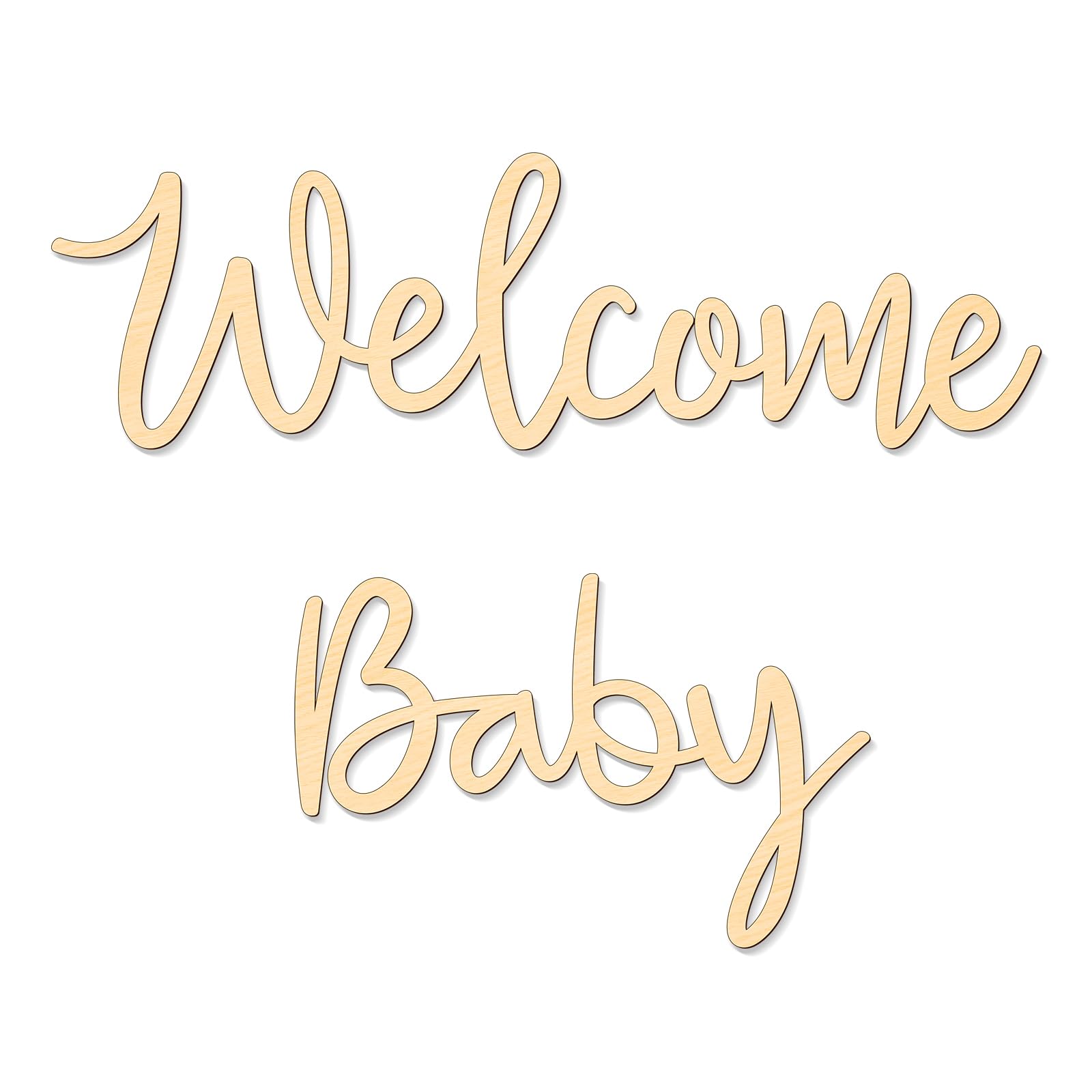 Photo 1 of Bnesi Wooden Welcome Baby Sign Wood Color Baby Shower Sign for Baby Birthday Cutout Letters Party Welcome Baby Banner Sign for Backdrop Lovely Nursery Decor (Large 2)