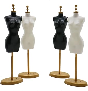 Rugjut 4 PCS Doll Dress Cloth Gown Plastic Demountable Display Support Holder Mannequin Model Stand Accessories for Barbie Doll Dress