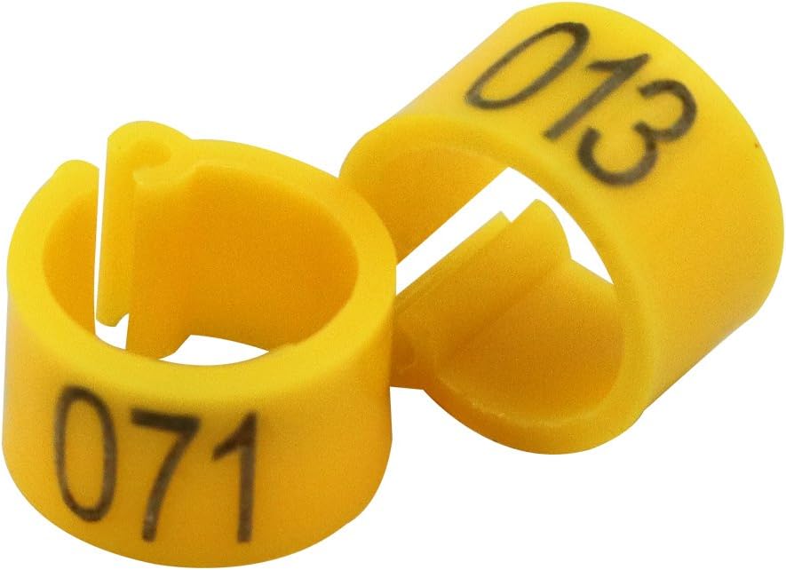 Farm & Ranch Pigeon feet rings with number 001-100 diameter 8mm poultry feet rings for chicks Parrot Chicks Leg Band Duck Clip Rings Bands (Yellow) - Image 4