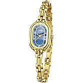 Women's Vintage Oval Watches Luxury Minimalism Bracelet Small Gold Tone Watch Ladies Analog Waterproof Watch Fashion Bangle Bracelet Dress Watch with Stainless Steel Band