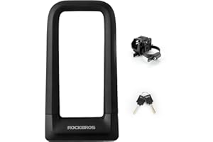 ROCKBROS Bike U Lock, Heavy Duty Anti Theft Bike U Lock with Cable Silicone Cover (Max 22.5MM Bike U Lock+Keys+Mounting Brack