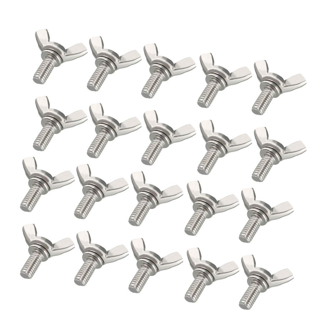 sourcing map Wingbolt Butterfly Wing Thumb Hand Screws Bolts M6x12mm 1mm Pitch Carbon Steel 20pcs