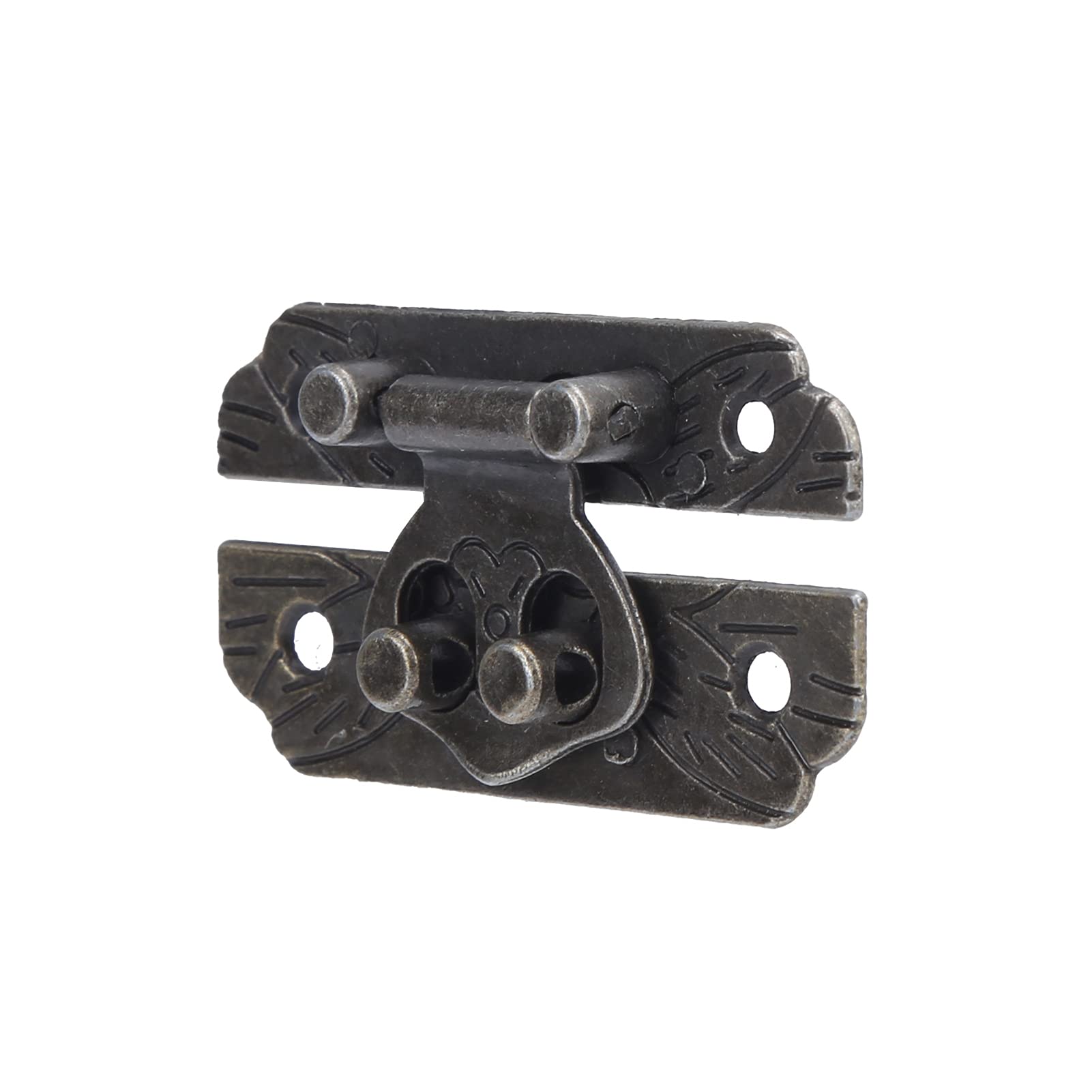 Tomotato Antique Box Lock Clasp with Screws, Vintage Decorative Jewelry Box Latch Retro Cabinet Hasp Clasp for Wooden Case Furniture Drawer Storage Gift Box Vintage Toolbox Hardware