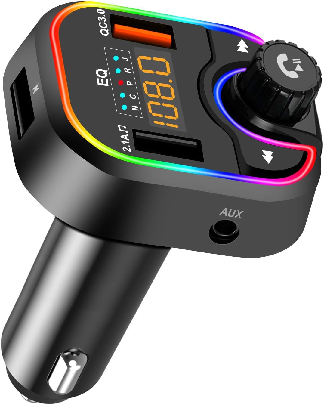 V5.0 Bluetooth FM Transmitter for Car, 3 USB Port Wireless