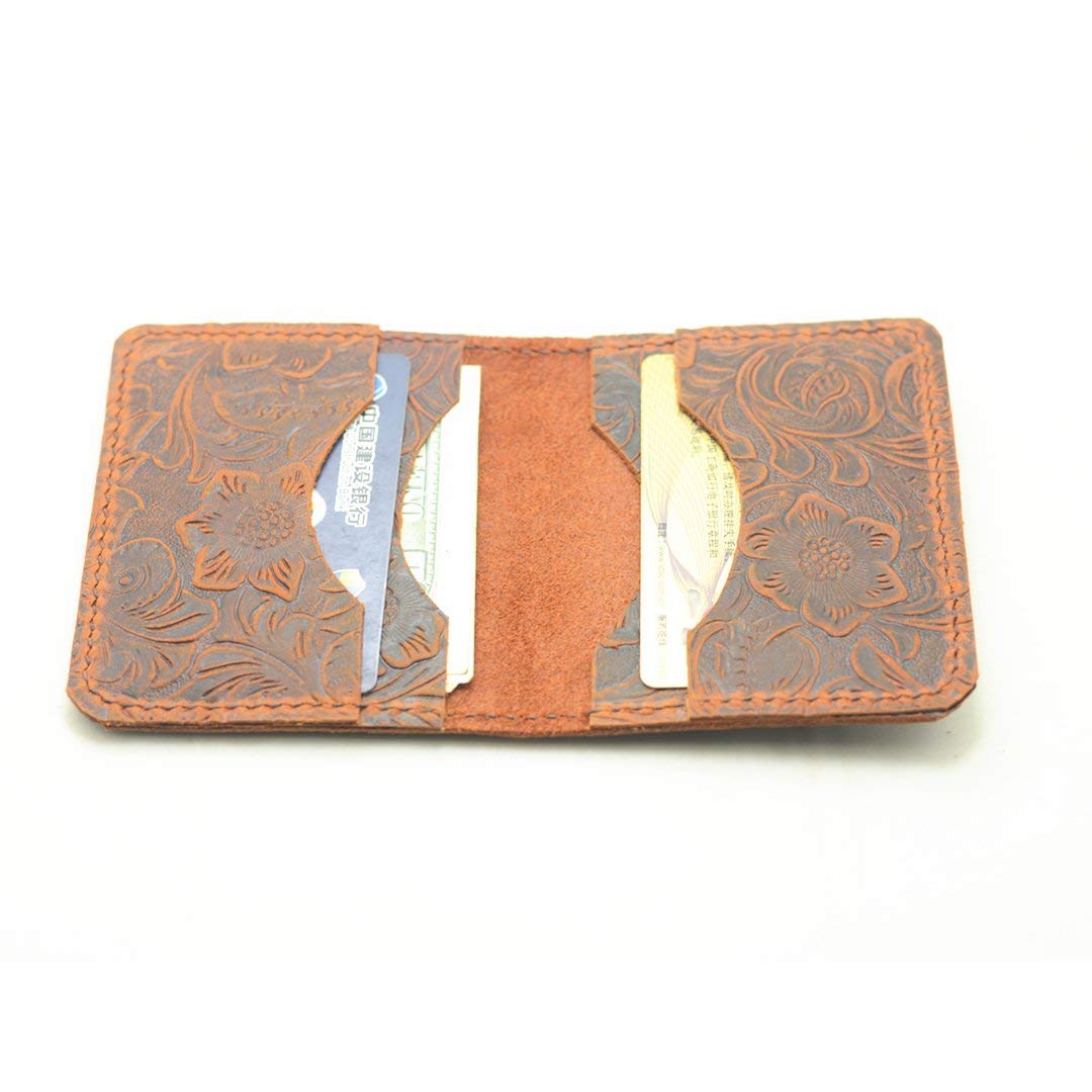 JJNUSA Personalized Handmade Minimalist Bifold Wallet Men's Minimalist Card Holder Distressed Leather