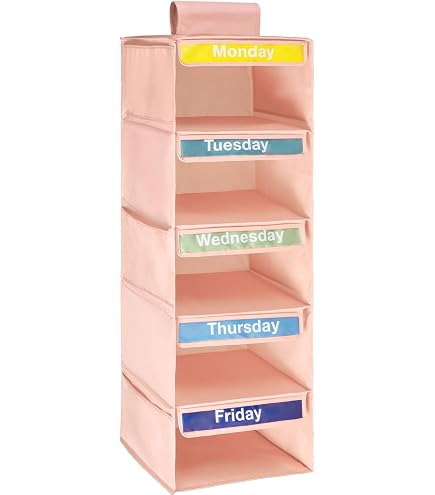 Organisateur De Vêtements Hebdomadaire 5 Niveaux – Pour Placard, Porte – Tissu Oxford – Pour Enfants, Ados, Adultes