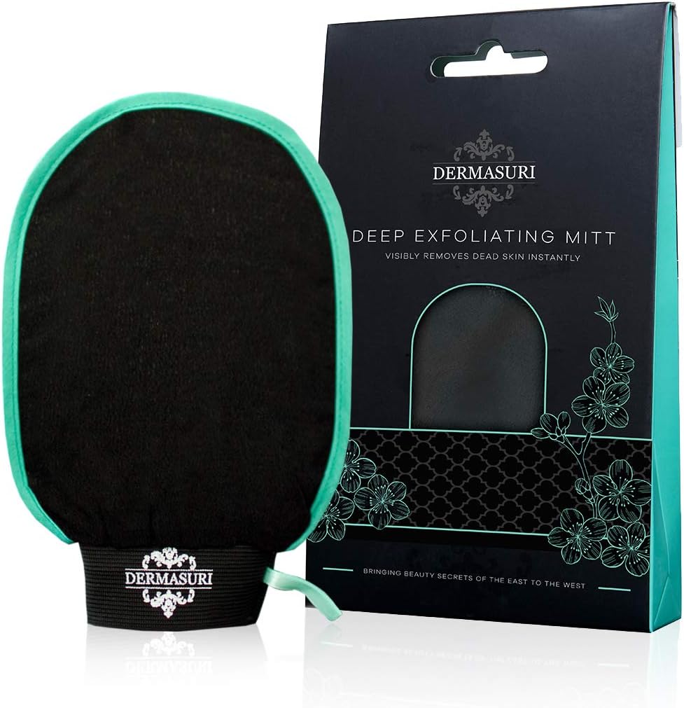 Dermasuri Deep Exfoliating Glove, Polishing Body Scrub Gloves & Tan Remover, Korean Exfoliating Mitt & Skin Cleaner