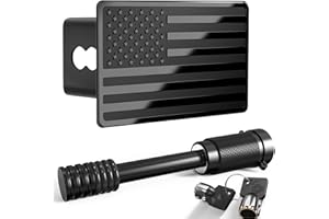 TOEASYTY 2.5 Inch American Flag Trailer Hitch Cover Plug with 5/8-Inch Pin Diameter Trailer Hitch Lock,2 1/2 Inch Hitch Cover Fits for 2.5 Inch Receivers,Black