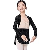 Phoeswan Girls Velvet Ballet Shrug, Kids Long Sleeve Crop Cardigan for Dance, Yoga, Gymnastics, Daily