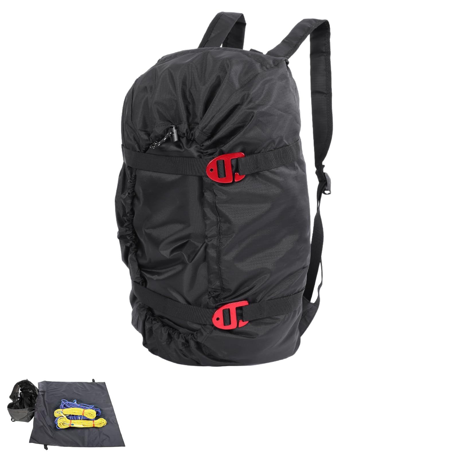 BOROCO Rock Climbing Bag,3 Colors Rock Climbing Rope Kit,Waterproof Folding Shoulder Strap Throwing Rope Bag for Outdoor Camping Hiking(Black)