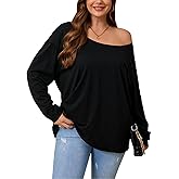 SOLY HUX Women's Plus Size Off The Shoulder Tops Long Sleeve Shirts Oversized Pullover Tee Tops