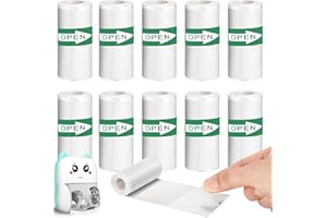 Funducts 10 Rolls Mini Thermal Printer Sticker Paper, White Adhesive Printing Paper 57X25mm for Most Kids Instant Camera, Pocket Printer Paper for Journal/DIY Scrapbook/Travel/Notes/Lists/Label/Memo