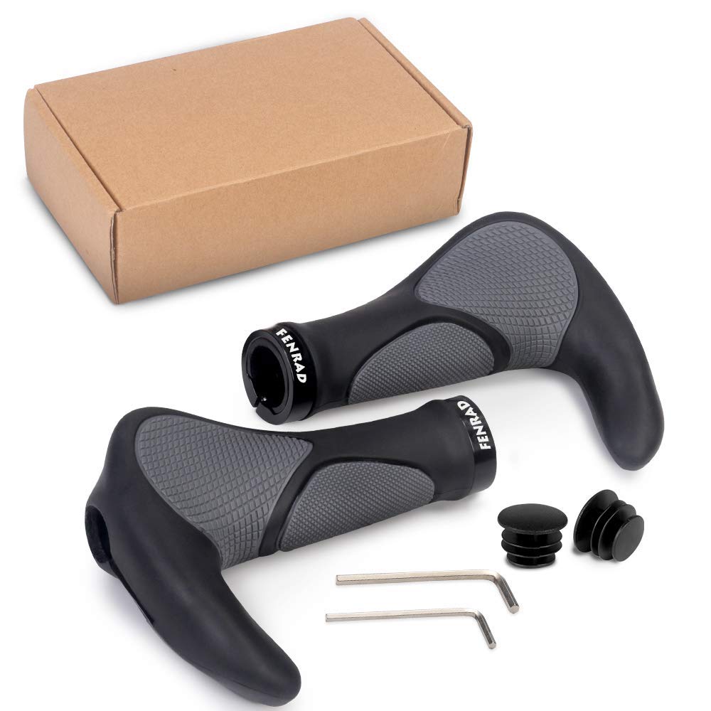 Fenrad Bike Grips Handlebar Ergonomics, Horn Bicycle Grip Anti-slip Double Lock On, Fit 22.2mm Handbars for MTB, Trekking bike, E-bike, City Racing and Folding Bicycle