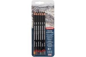 Derwent Tinted Charcoal Pencils, 4mm Core, Pack, 6 Count (2301689)
