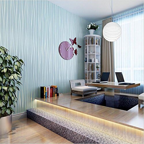 H&M Wallpaper thicker Mediterranean style 3D non-woven paper solid color wallpaper decoration living room restaurant TV wall bedroom coffee shop clothing store hotel wallpaper (53 cm (W) x 5 m (L)