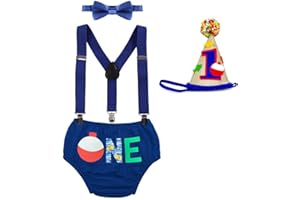 FYMNSI Baby Boy Dinosaur 1st Birthday Outfit Fishing Party Cake Smash Shorts Suspenders Bowtie Hat Dino Photo Props Costume