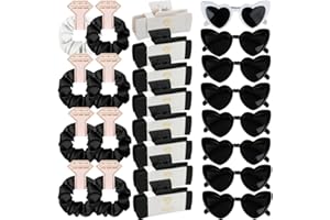 CIULAIY 24pcs Bridesmaid Scrunchies Proposal Gifts 4.1inch square Hair Claws Bachelorette Claw Clip Matte Hair Clips Heart Shaped Sunglasses Girls Stuff Cute Hair Clips for Wedding Party Favors(White&Black)