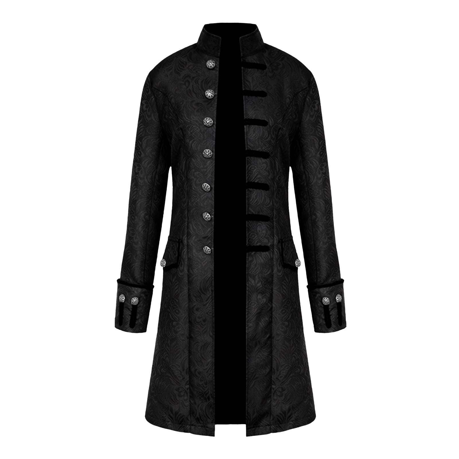 KGIHPC Men Steampunk Vintage Jacket Retro Gothic Victorian Frock Coat Halloween Costume Medieval Tailcoat Jacket (Black, 2XL)
