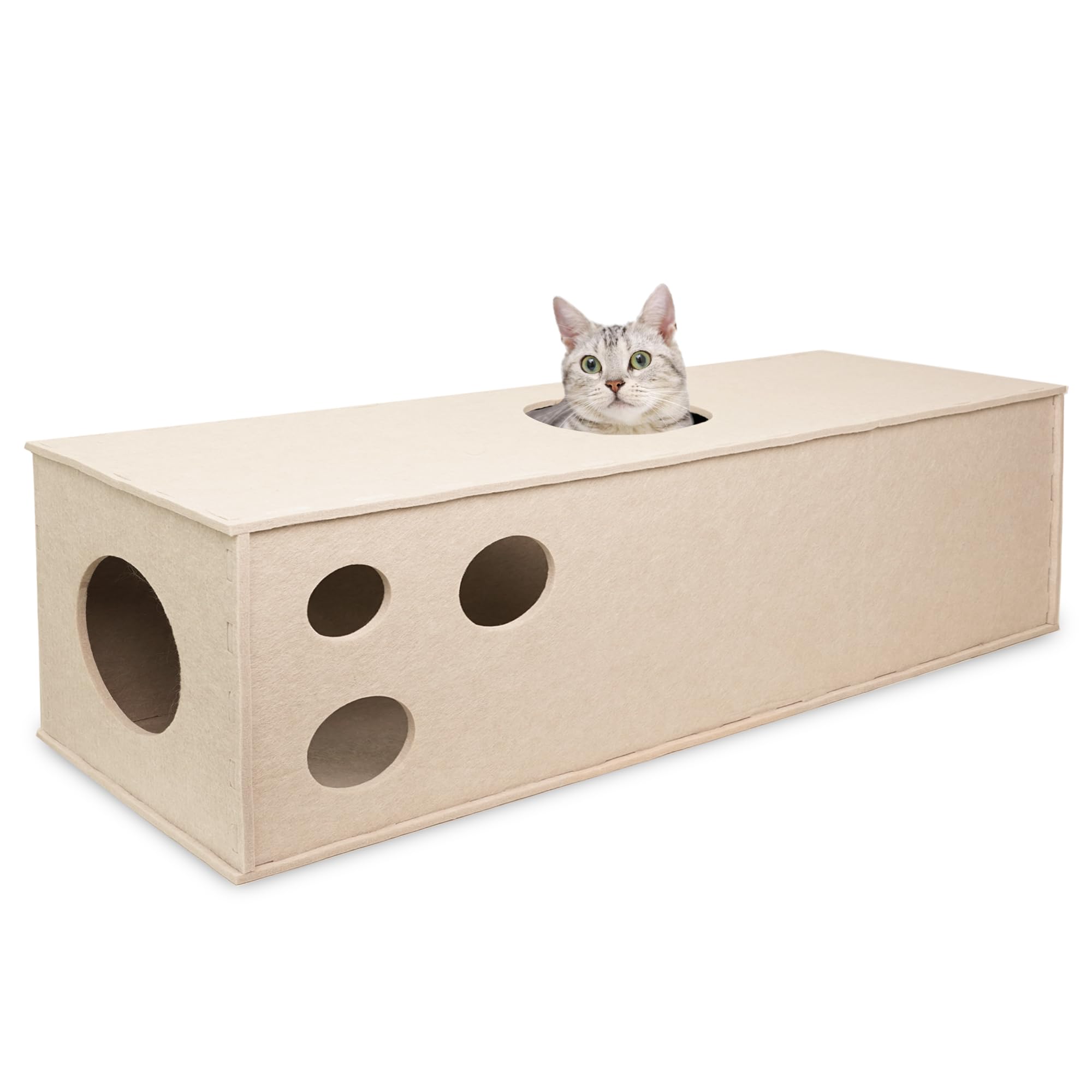 PETKARAY Cat Tunnel, Original Cat Hideaway Cave for Indoor Cats, Large Kitten Play Tubes and Tunnels, Soft Felt Cat Toy with Interactive Peek Hole