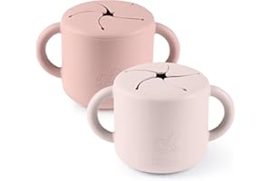 blinc Snack Cups for Toddlers - No Spill Silicone Snack Cup - Non Spillable Baby Food Containers - Cereal Snack Containers for Kids, Baby Essentials (Blush & Rose (2 Pack))