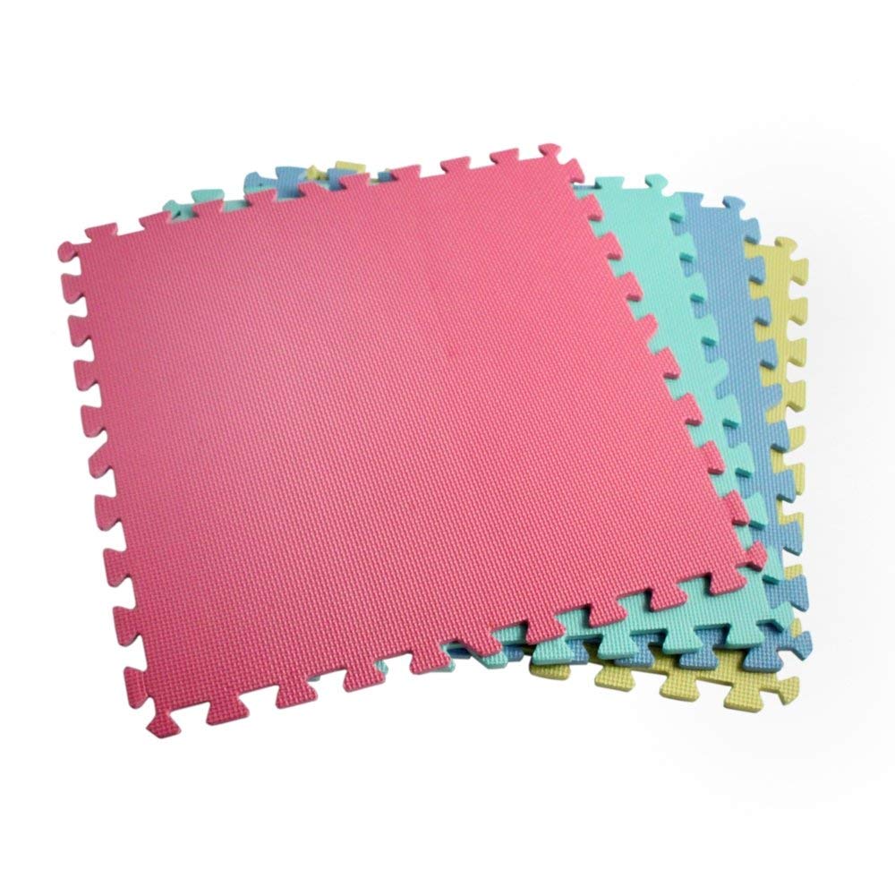 Home Essentials Utility Floor Set Interlocking Anti-Fatigue EVA Foam Mat (16 sq ft - 4 mats, Multicolored)