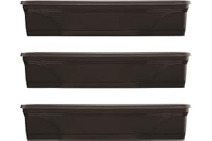 Southern Patio SPAT-MB3612BK 36-Inch Medallion Hanging Windowsill Garden Box Planter, Black (3 Pack)