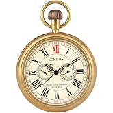 Tiong Vintage Copper Stainless Steel London Design Mechanical Hand-Wind Pocket Watch Mens Watches