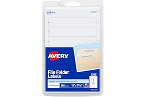 Avery File Folder Labels on 4" x 6" Sheets, Easy Peel, White, Print & Handwrite, 2/3" x 3-7/16", 252 Labels (5202)