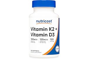 Nutricost Vitamin K2 (MK7) (100mcg) + Vitamin D3 (5000 IU) 120 Softgels - Gluten Free and Non-GMO
