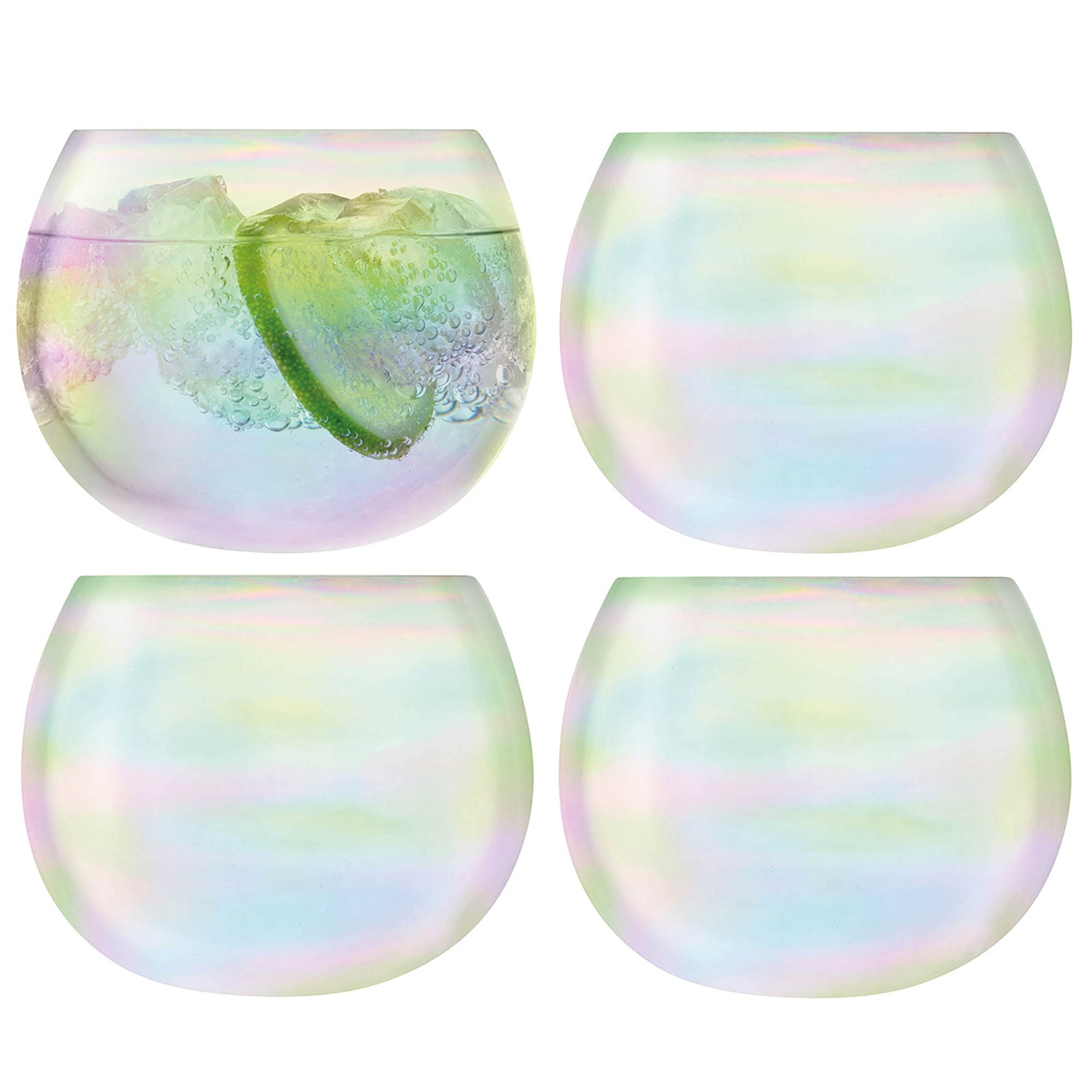 LSA Bubble Rocking Tumbler 350ml Pearl | Set of 4 | Handmade and hand-painted glass | BB01