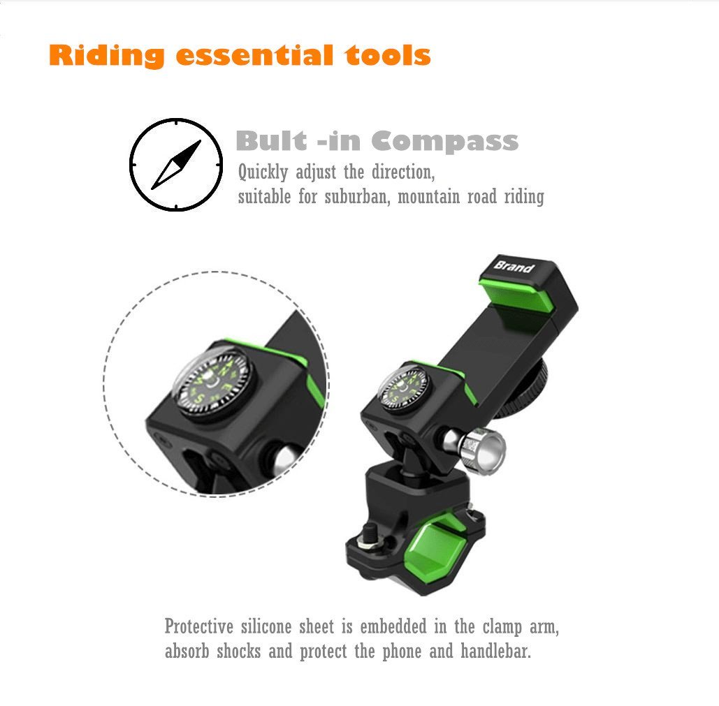 Bike Phone Holder, GPS holder for bike, 3 in 1 function: bike phone bracket, bike Light & bike compass, fit for 3.7\