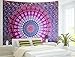 Pink and Purple Peacock Mandala Tapestry Mandala Throw, Bohemian Tapestry, Purple Tapestry, Mandala Bedspread, Tapestry Throw, Picnic Blanket