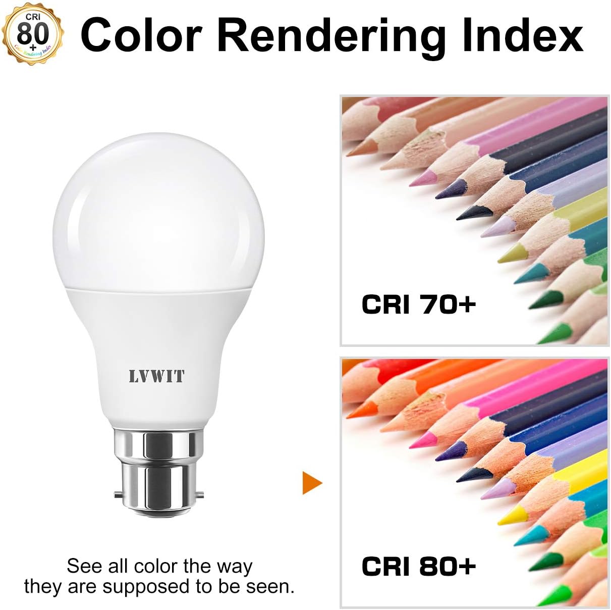 LVWIT Bayonet Light Bulb, A60 Bayonet LED Light Bulb,60W Equivalent,8W 806Lm B22 LED Bulb - Image 5
