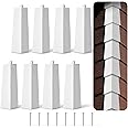Therwen 8 Pcs Aluminum Siding Corners 8 Inch Outside White Corner Caps Smooth Siding Trim, Metal Nails Included for Mobile Home House Exterior