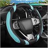 Norkmdi Car Steering Wheel Cover, 15 Inch Elastic Breathable Leather Vehicle Steer Wheels Protector, Anti-Slip Automotive Interior Protection Accessories for Men Women, Universal Fit (Mint Green)