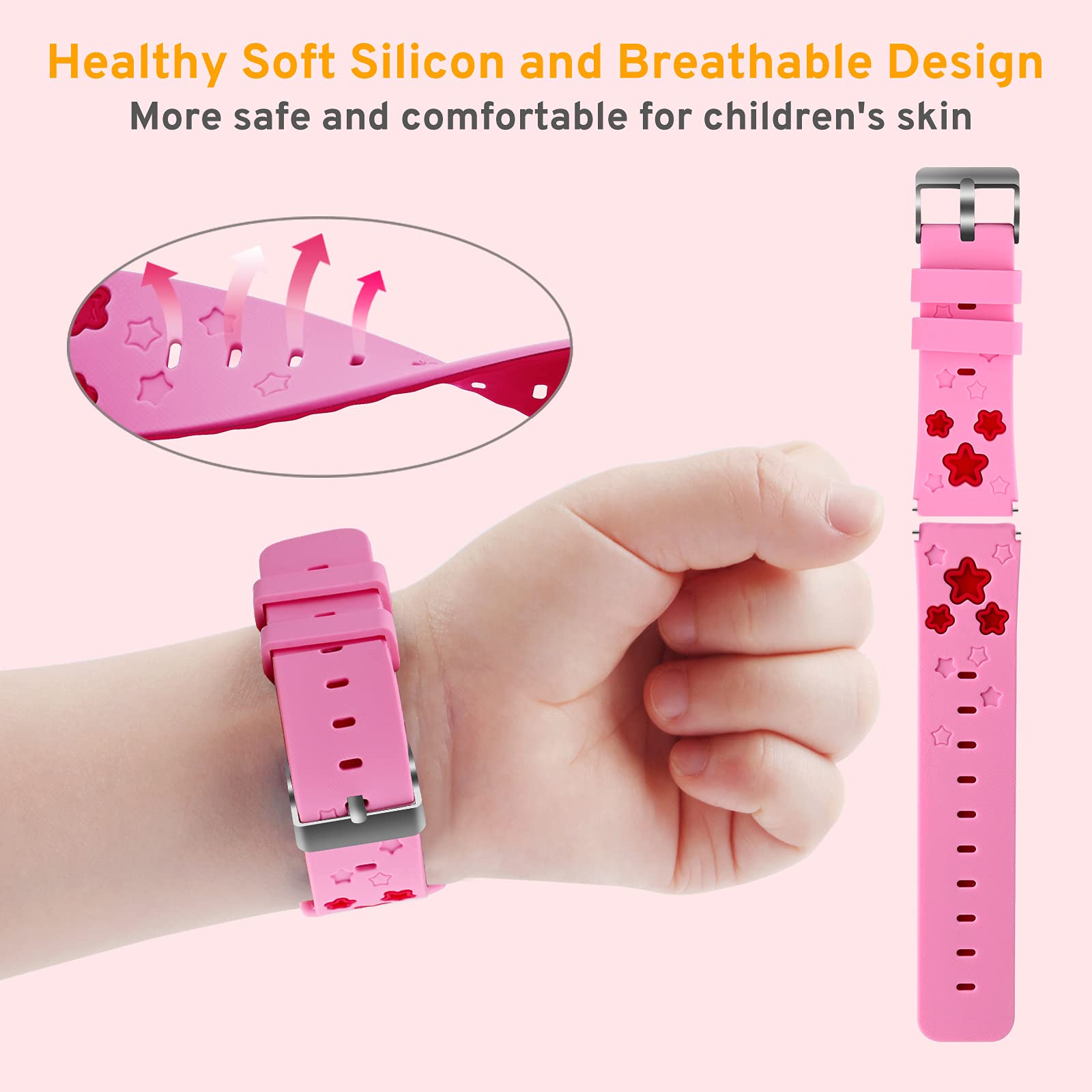 PROGRACE Kids Smart Watches with 90°Rotatable Camera Smartwatch Touch Screen Watch Music Pedometer Flashlight Games Alarm Clock Digital Wrist Gift for Boys Age 3-12 Years Old Boy Toys Blue, Pink