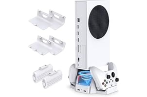 Upgraded Cooling Stand for Xbox Series S with Dual Cooling Fan 3 Level Adjustable Speed, Dual Controller Charger with LED Ind