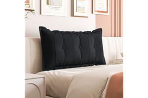Daneey Headboard Pillow Twin Dorm Headboard Twin XL Soft Daybed Pillows Bolster Pillow for Bed & Couch Long Pillow for Bed Decorative, Removable Black Cover