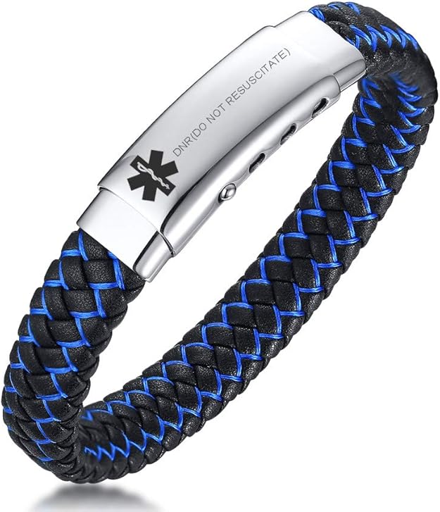 VNOX DNR(DO NOT RESUSCITATE) Medical Alert ID Adjustable Cuff Bracelet