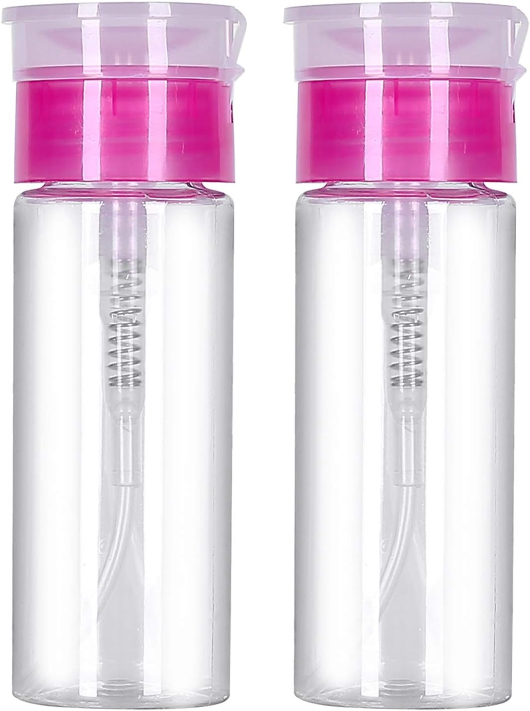 Leevia 2 Pcs 100ml Nail Polish Remover Pump Dispenser Push Down Cleanser Bottle Nail Polish Remover Liquid Bottle Container for Nail Polish and Makeup Remover Nail Art Tool Travel Set