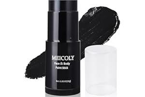 MEICOLY Black Face Paint Stick(1.06 Oz),Grease Waterproof Black Body Paint Stick for Halloween SFX Skull Joker Zombie Vampire Skeleton Goth Spider Cosplay Makeup,Cream Clown Black Stick Clown Makeup