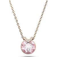 Swarovski Bella V pendant, Round cut, Pink, Rose gold-tone Finished