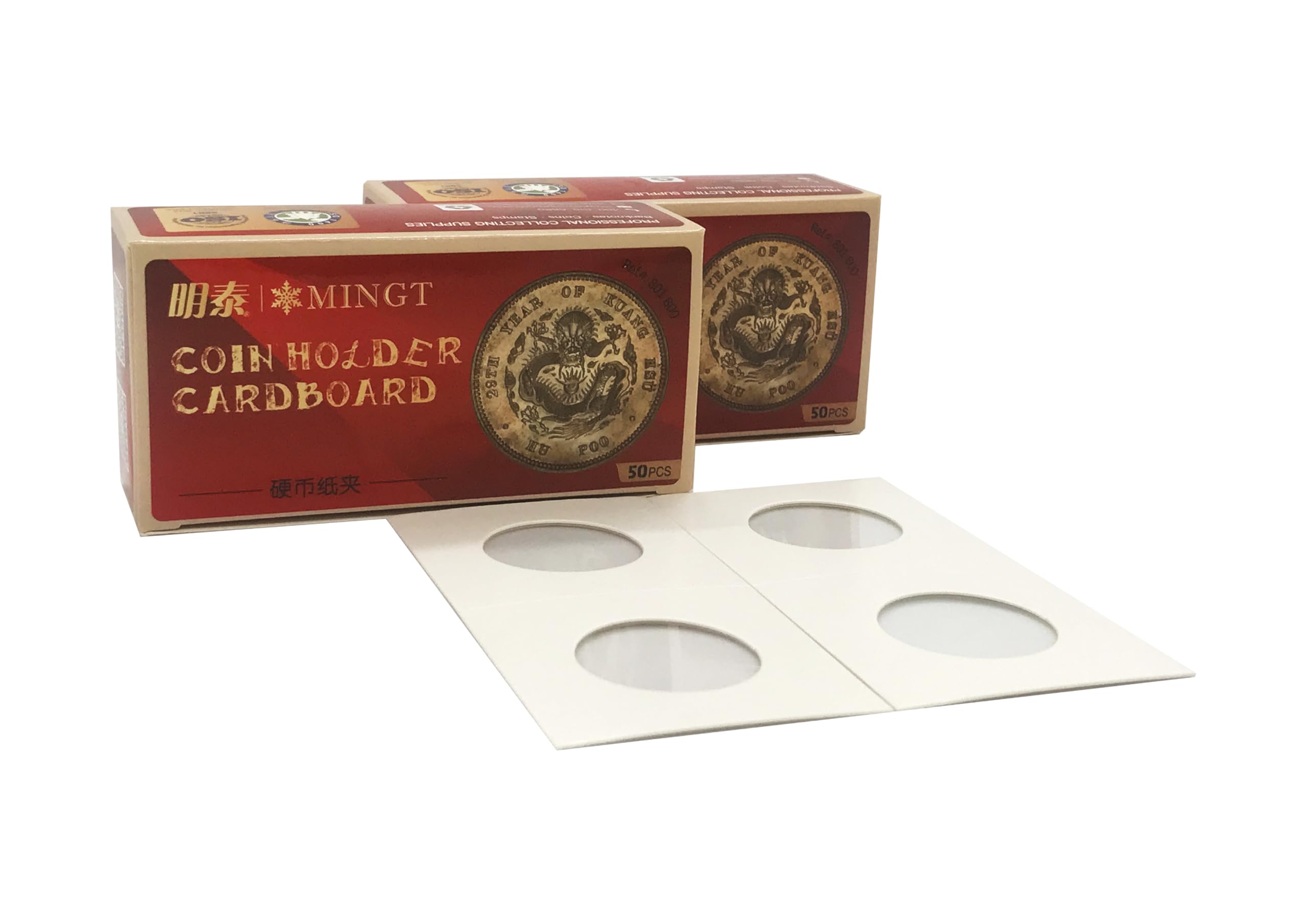 PCCB MINGT 100PCS 31.5MM White Cardboard Coin Holder Protector Display Storage Coin Flips Holder Card 2x2 for Coin Collection Supplies and Collecting