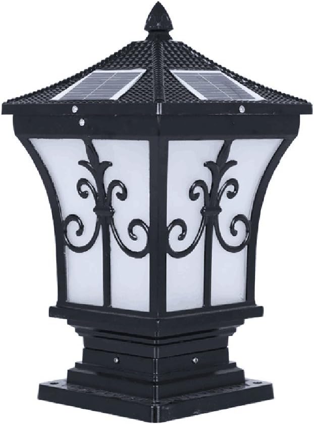 KAIXINJIUHAO Market The Stylish Extra Large Solar Post Cap Lights or Solar Pillar，Solar Lights/Outdoor Landscape Lighting/Garden Lighting/LED Solar Post Light, Black