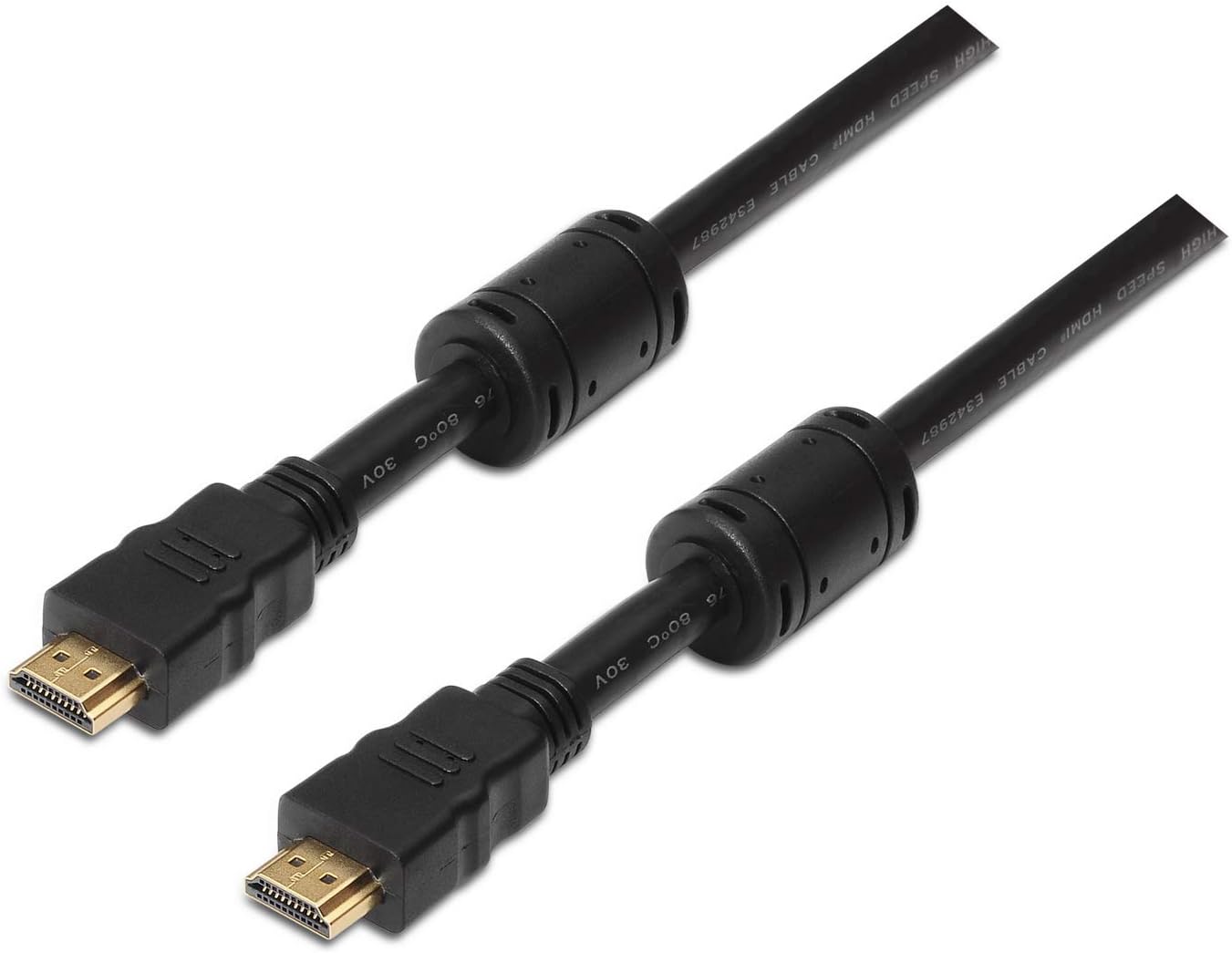 AISENS A119-0102 - High Speed HDMI Cable with Ferrite HEC (10 m, for Monitor and TV Full HD) Black, 10m
