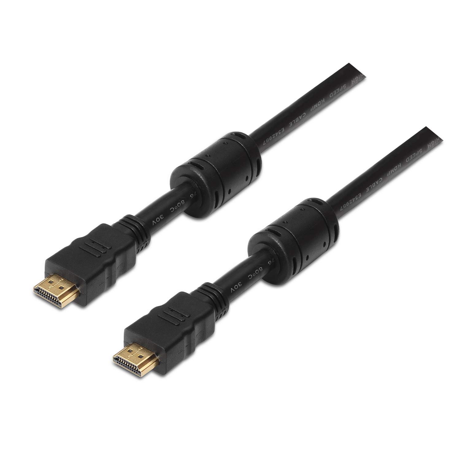 AISENS A119-0102 - High Speed HDMI Cable with Ferrite HEC (10 m, for Monitor and TV, Full HD) Black