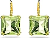 Swarovski Millenia Drop Earrings, Square Cut, Green Crystal, Gold-tone Finish