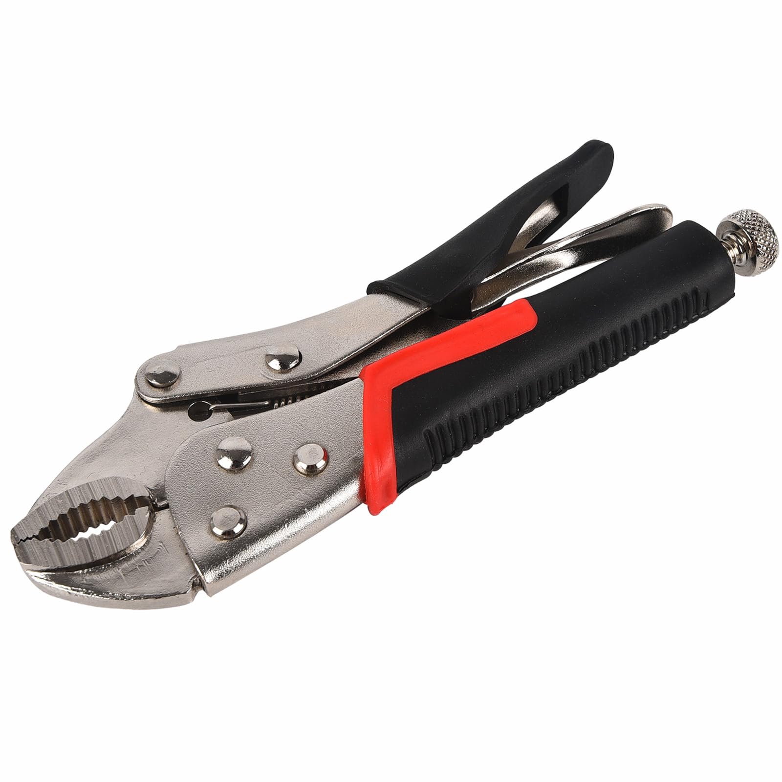 Locking Pliers Mole Grips Heavy Duty Adjustable C Type Curved Jaw Self Lock Pliers for Electrical Pipeline Automobile Maintenance Black red (5" 125mm)